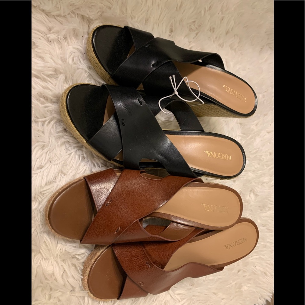 Faux leather espadrilles in size 7. Sold together